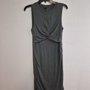 SHEIN Sleeveless Twist Front Midi Dress - Green